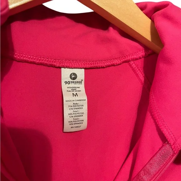 90 Degree By Reflex Women's Hot Pink Zip-Up Hoodie - Picture 3 of 3